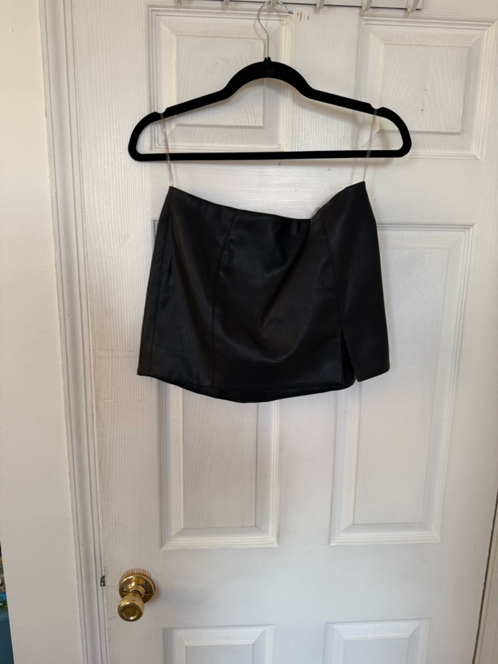 Oh Polly Black Faux Leather Mini Skirt